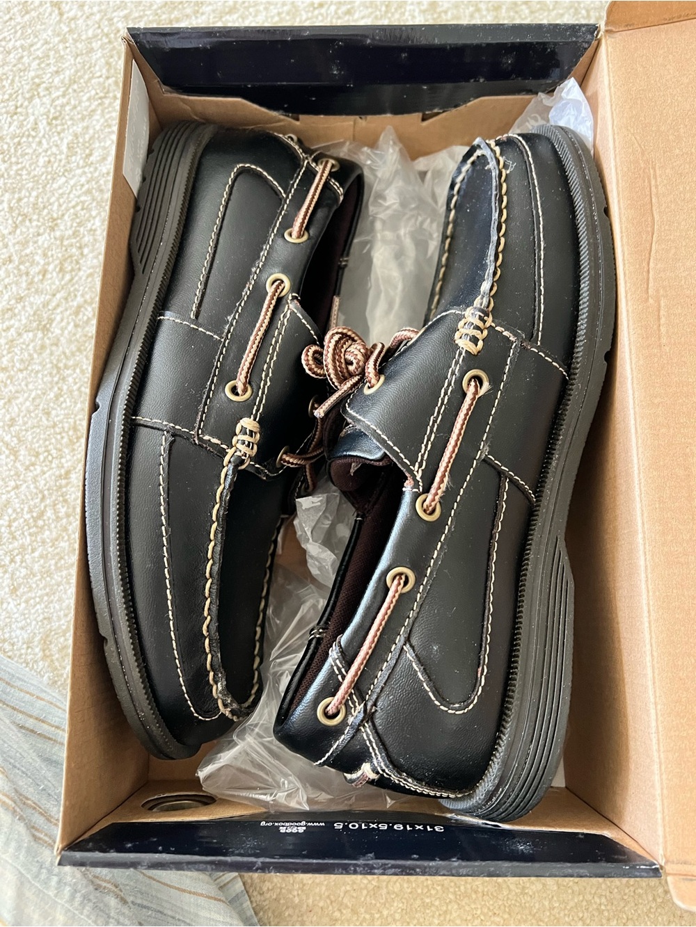 Rockport Dark Brown Leather Boat Shoe with Brown-Tan Laces, Brand New
